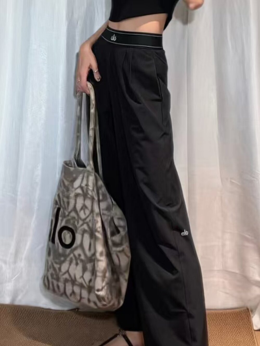 🍶ALO Yoga Suit Up Elastic Wide-Leg Trousers Regular Elevated Casual😇Versatile - Picture 8 of 8